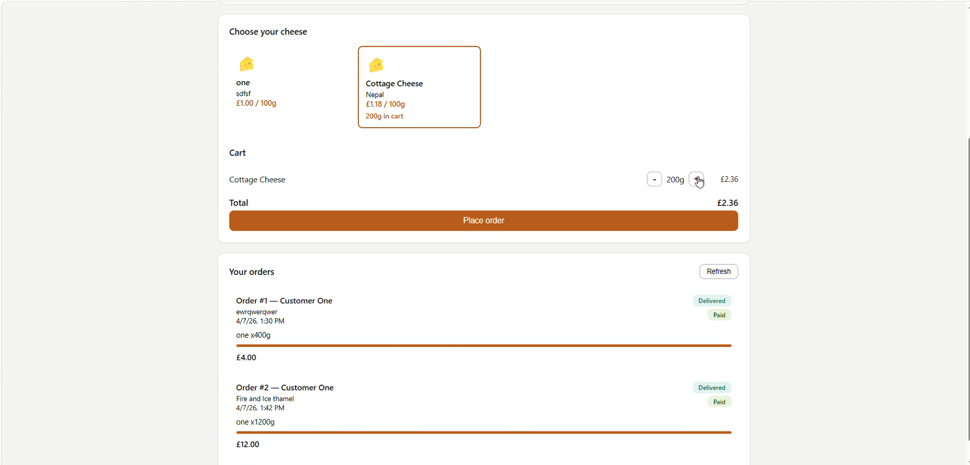 Cheese Order Tracker — order management dashboard